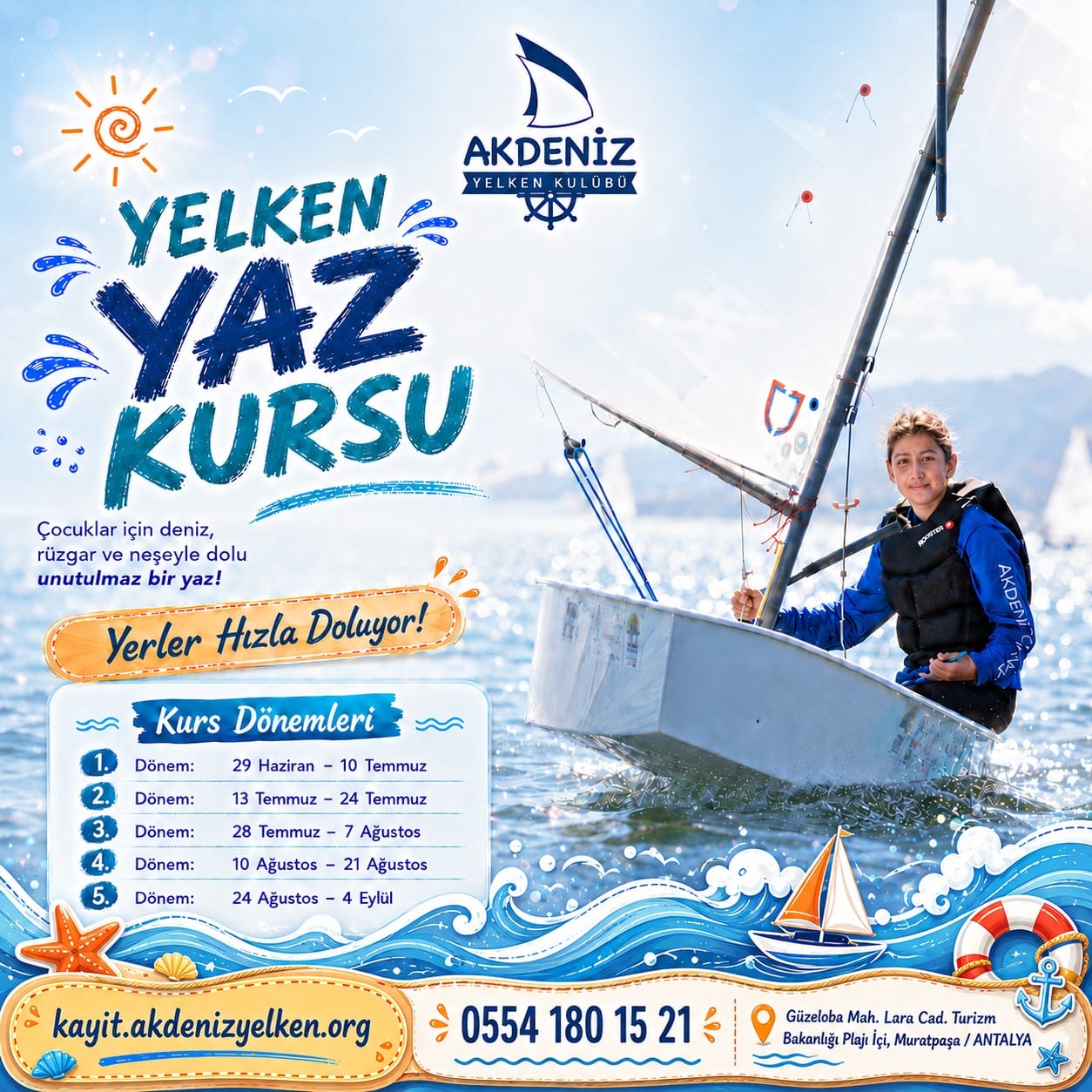 Akdeniz Yelken Yaz Kursu afişi